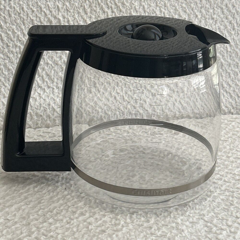 Cuisinart 14 Cup Coffee Carafe Glass Pot Black Lid Replacement EUC